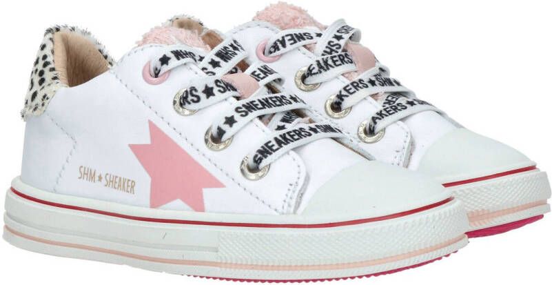 Shoesme ON22S202 A leren sneakers wit/roze