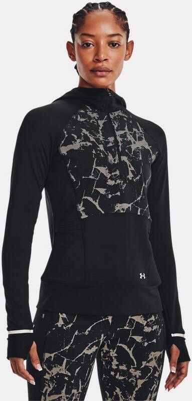 Under Armour Dameshoodie OutRun The Cold Hooded met korte rits Zwart/Zwart/Reflecterend