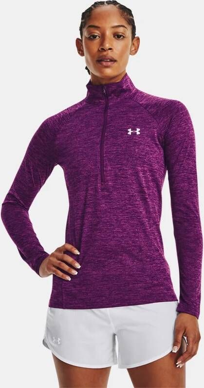 Under Armour Damesshirt Tech™ Twist met korte rits Rivalry/Strobe/Metalen Zilver